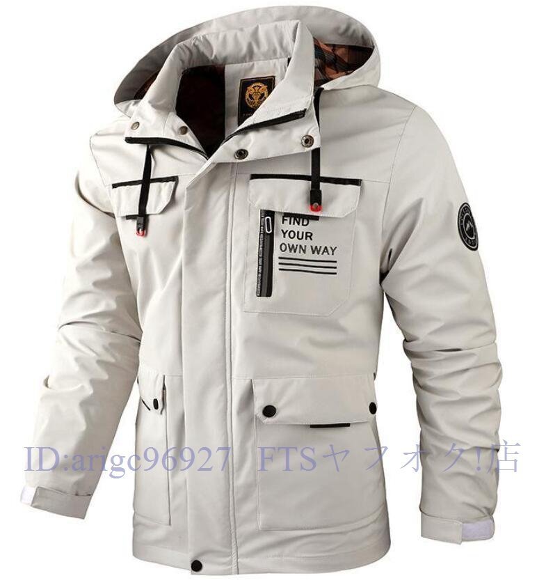 A7421 フード付き ジャケット ショートコート ブルゾン アウター フライトジャケット ジャンパー ジージャン カーゴジャケット 白 L拍卖