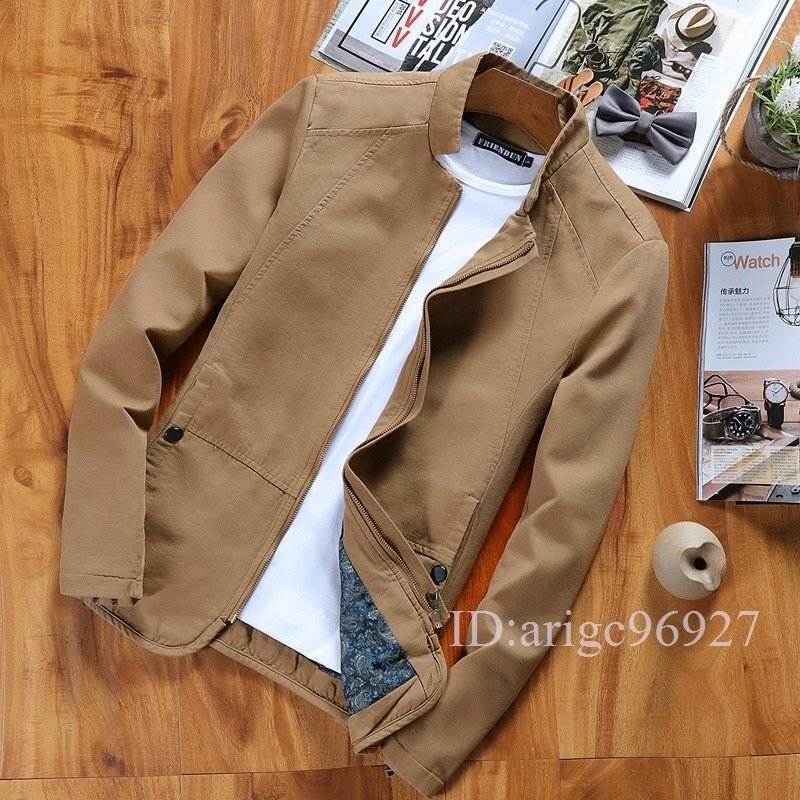 I264★メンズ スイングトップ ビジネスジャケット ジャケット ジャンパー ブルゾン レジャー コート ブーム 修身 Dカーキ M~5XL拍卖