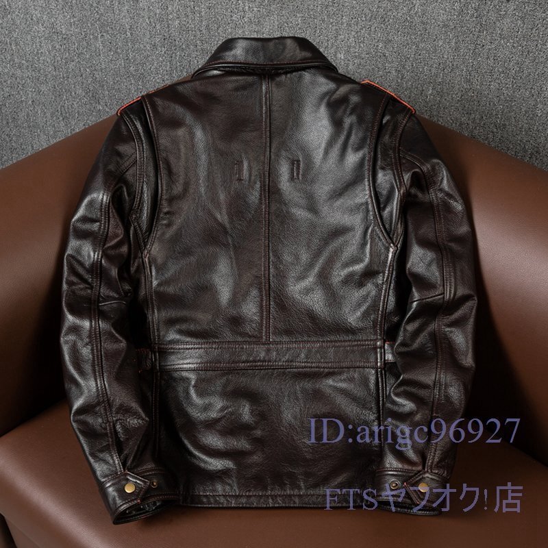 V262☆新品ライダースジャケットM6レザージャケット牛革ビジネスvintage本革革ジャンコート秋冬メンズファッションM~5XLブラウン拍卖