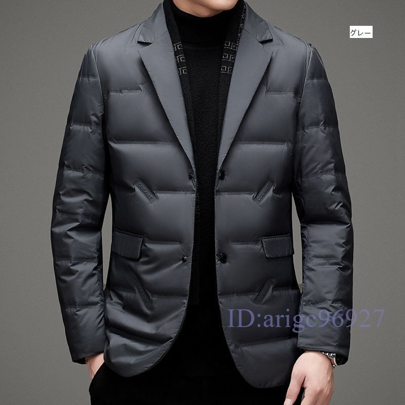 T299☆新品メンズ ダウンジャケット ビジネス ブレザー ブルゾン ダウンコンビ ダウンテーラードジャケットダウンコートアウター グレー拍卖