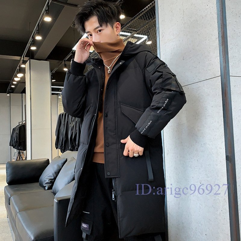 Y652☆新品冬 メンズ ロング丈 フード付き ダウンジャケット アウトドア 暖かい 厚手 防風 ハンサム 運動 レジャー ブラックM-3XL拍卖