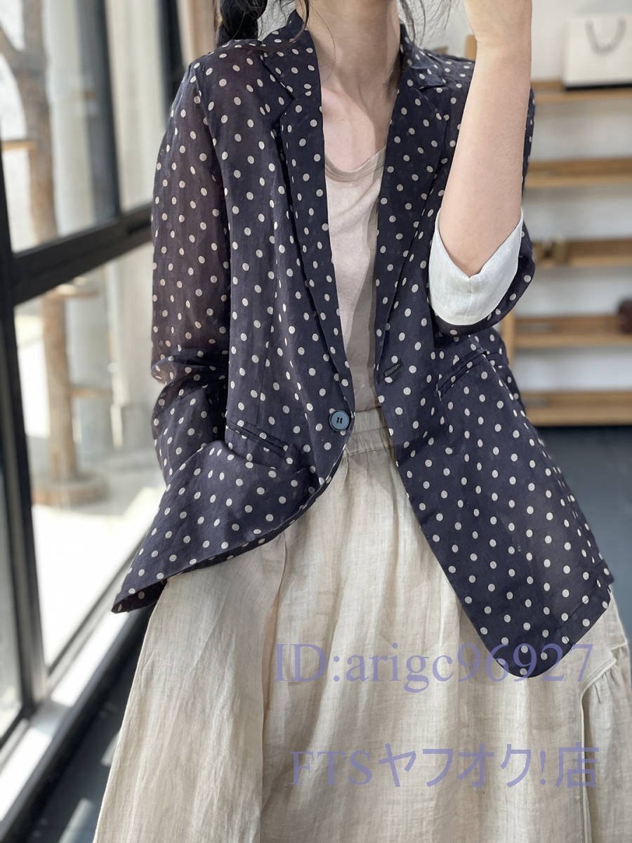 A2988☆新品レディー オシャレ 復古 ゆったり ドット柄スーツ カーディガンコート M~XL拍卖