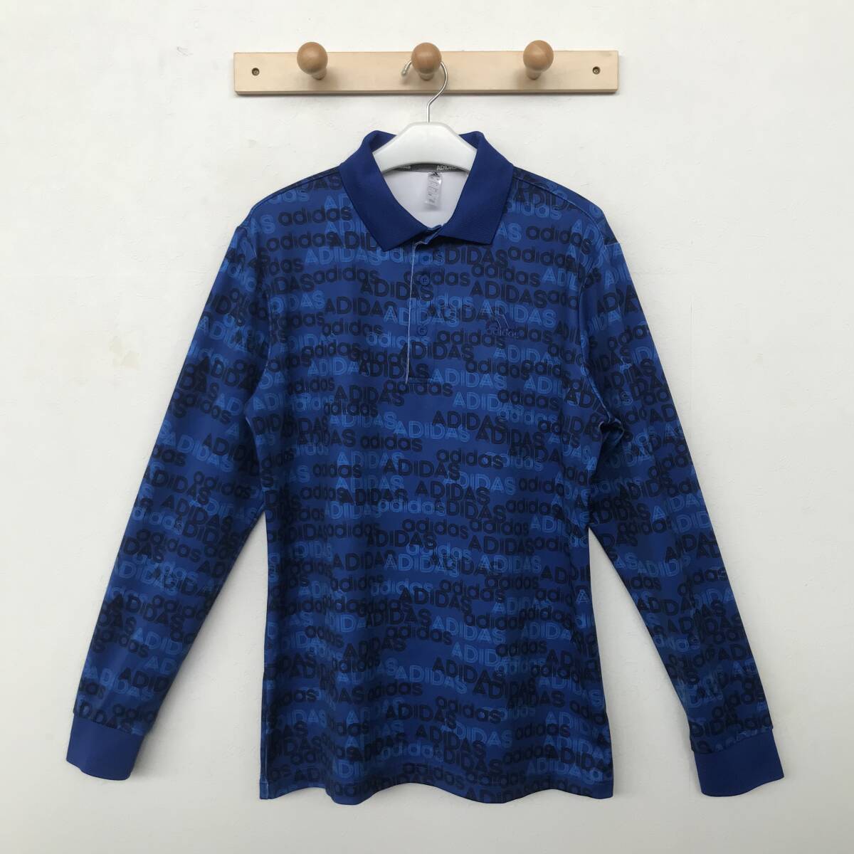 ADIDAS アディダス メンズ 速乾長袖ポロシャツ スーパーストレッチ素材 美品(ほぼ未着用) size O拍卖
