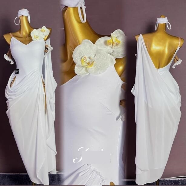 エレガント 社交ダンスドレス 社交ダンス衣装 セミオーダー ラテンドレス ラテン 色変更可拍卖