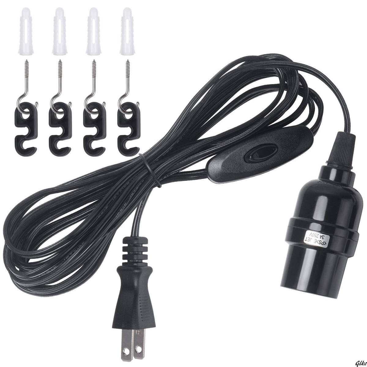 【さまざまな場所にマッチするスタイリッシュなコード付きソケット】 E26 電球ソケット コンセント 吊り下げ ブラック おしゃれ拍卖