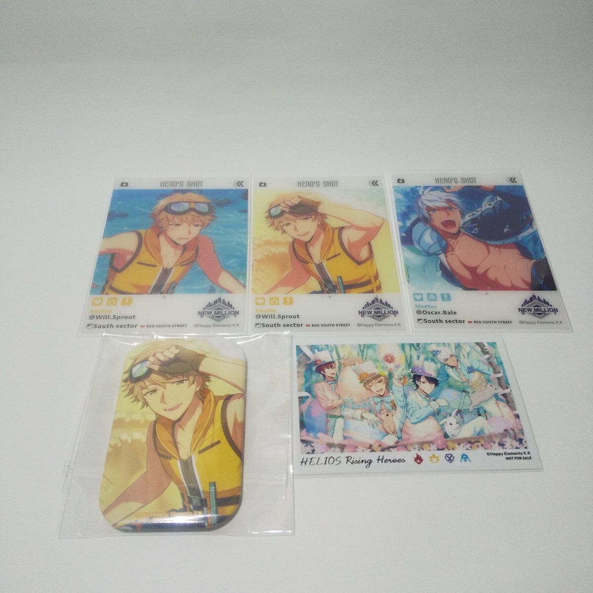 【エリオスライジンヒーローズ】グッズセット【ウィル・スプラウト&オスカー・ベイル】缶バッジ・カード 第13期サウスセクター拍卖