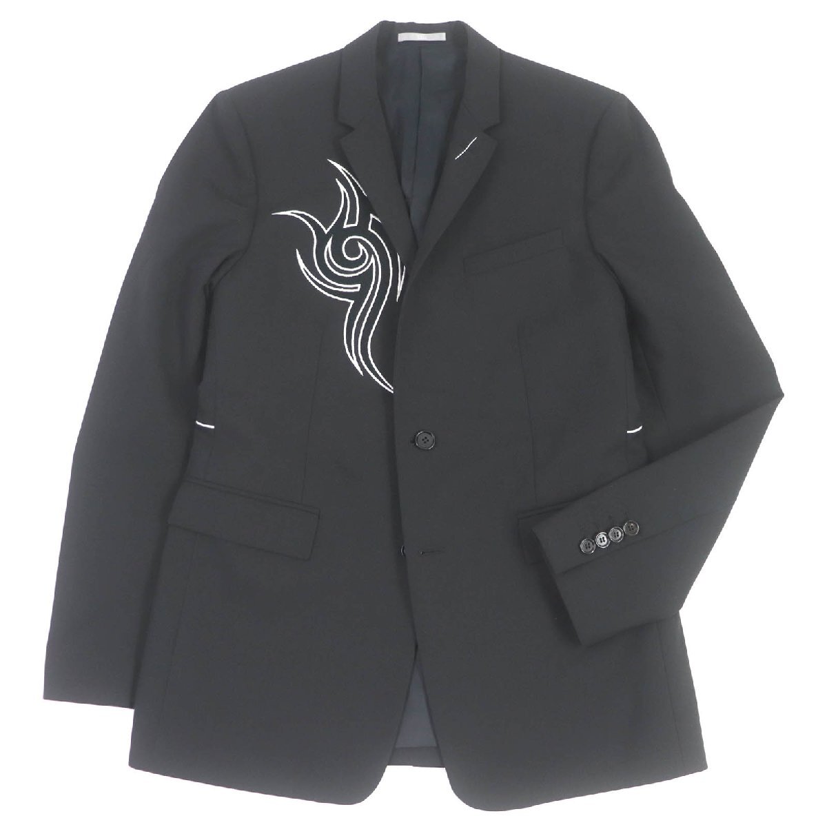 極美品□ディオールオム 18AW 833C255W2831 トライバルパッチ シングル テーラードジャケット ブラック 48 イタリア製 正規品 メンズ拍卖