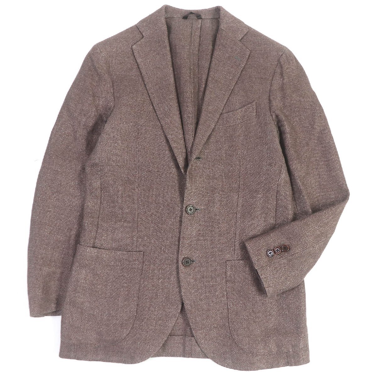 美品□ERRICO FORMICOLA/エリコフォルミコラ シングル アンコンジャケット テーラードジャケット ピンクブラウン 44 イタリア製 正規品拍卖