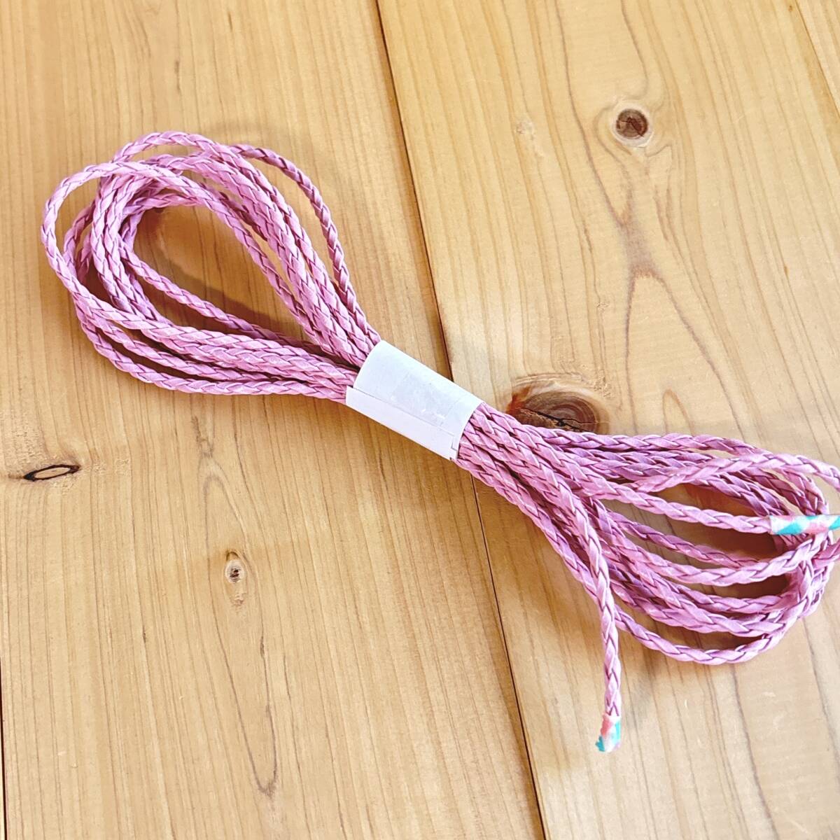 ハンドメイド クラフト パーツ フェイクレザー 合皮 編みコード ライトピンク 3メートル拍卖