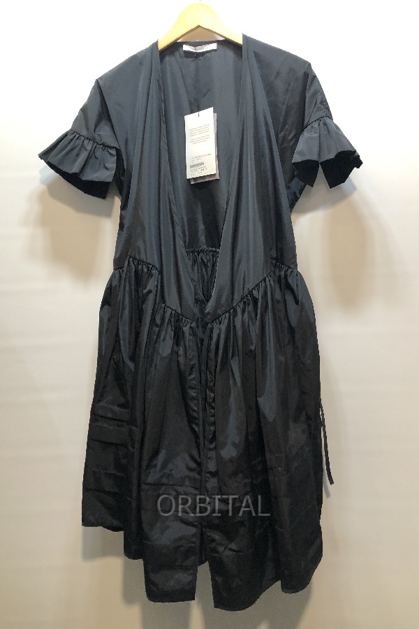 経堂) セシリーバンセン PRISCA DRESS ラップフロント ティアード フリルスリーブ サイズUS6 UK10 ブラック M相当拍卖