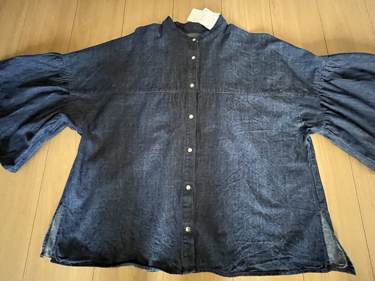 LOWRYS FARM★デニムバンドフリルスリーブ シャツジャケット拍卖