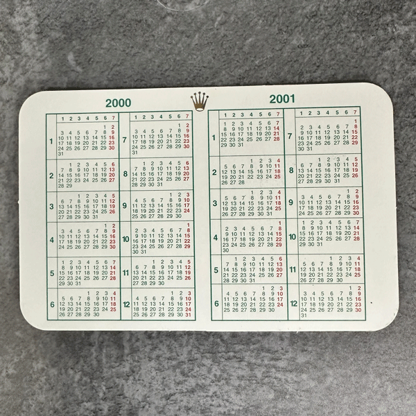【未使用・長期保管品】 ROLEX/ロレックス 純正付属品 カード型カレンダー 2000-2001 旧柄拍卖