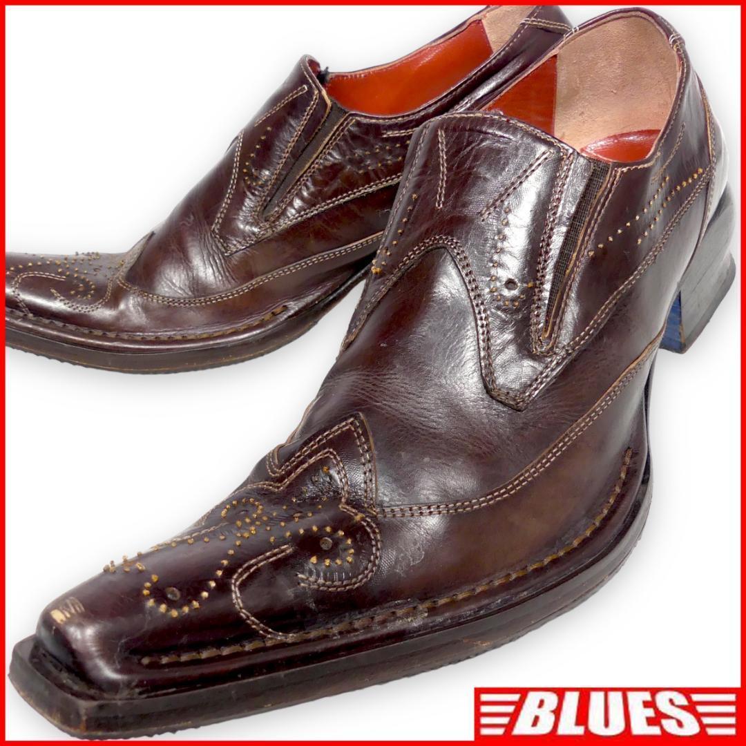 即決★イタリア製 COMME CA DU MODE★25cm レザースリッポン コムサデモードメン メンズ 40 茶 サイドゴア 本革 本皮 ウエスタン 革靴拍卖