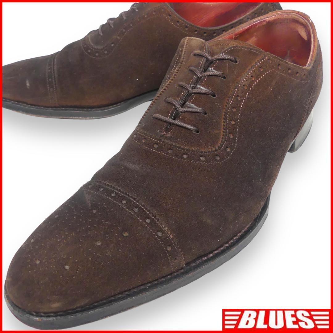 即決★N.B.★25.5cm レザーレースアップシューズ メンズ 茶 ストレートチップ 本革 メダリオン 本皮 革靴拍卖
