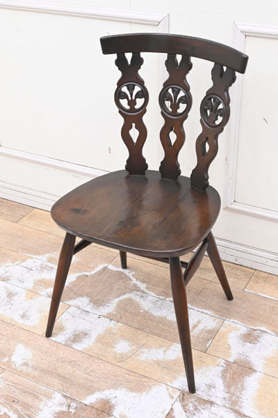 HU191 アンティーク 英国製 イギリス アーコール ダイニングチェア シスルバックチェア デスクチェア 花台 オブジェ 飾台 食卓椅子拍卖