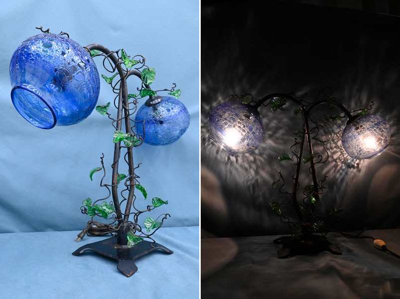 KU27 アンティーク 30年程前 特殊シェード 大型 卓上照明 卓上ライト テーブルランプ スタンドライト拍卖