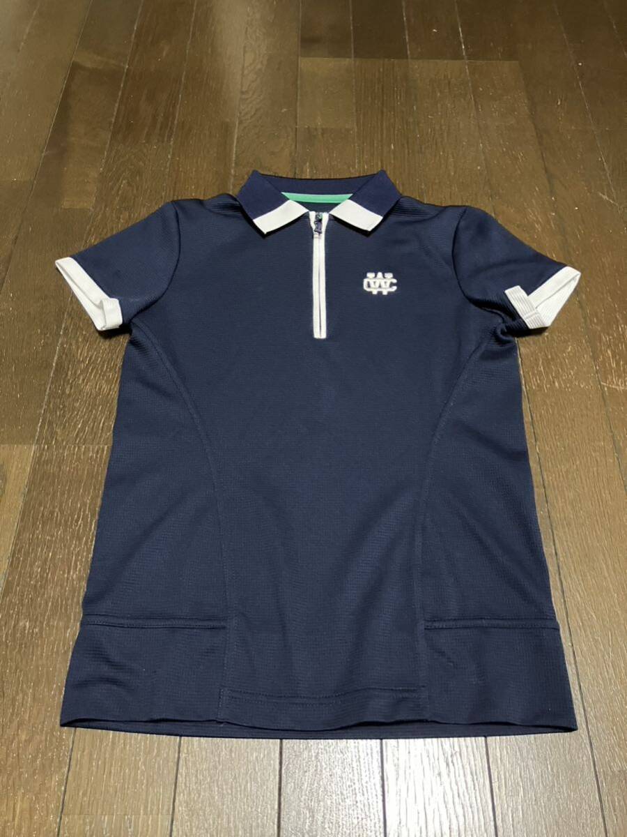 ★Callaway★ハーフジップ・ロゴ刺繍ポロシャツ(ネイビー・S)拍卖
