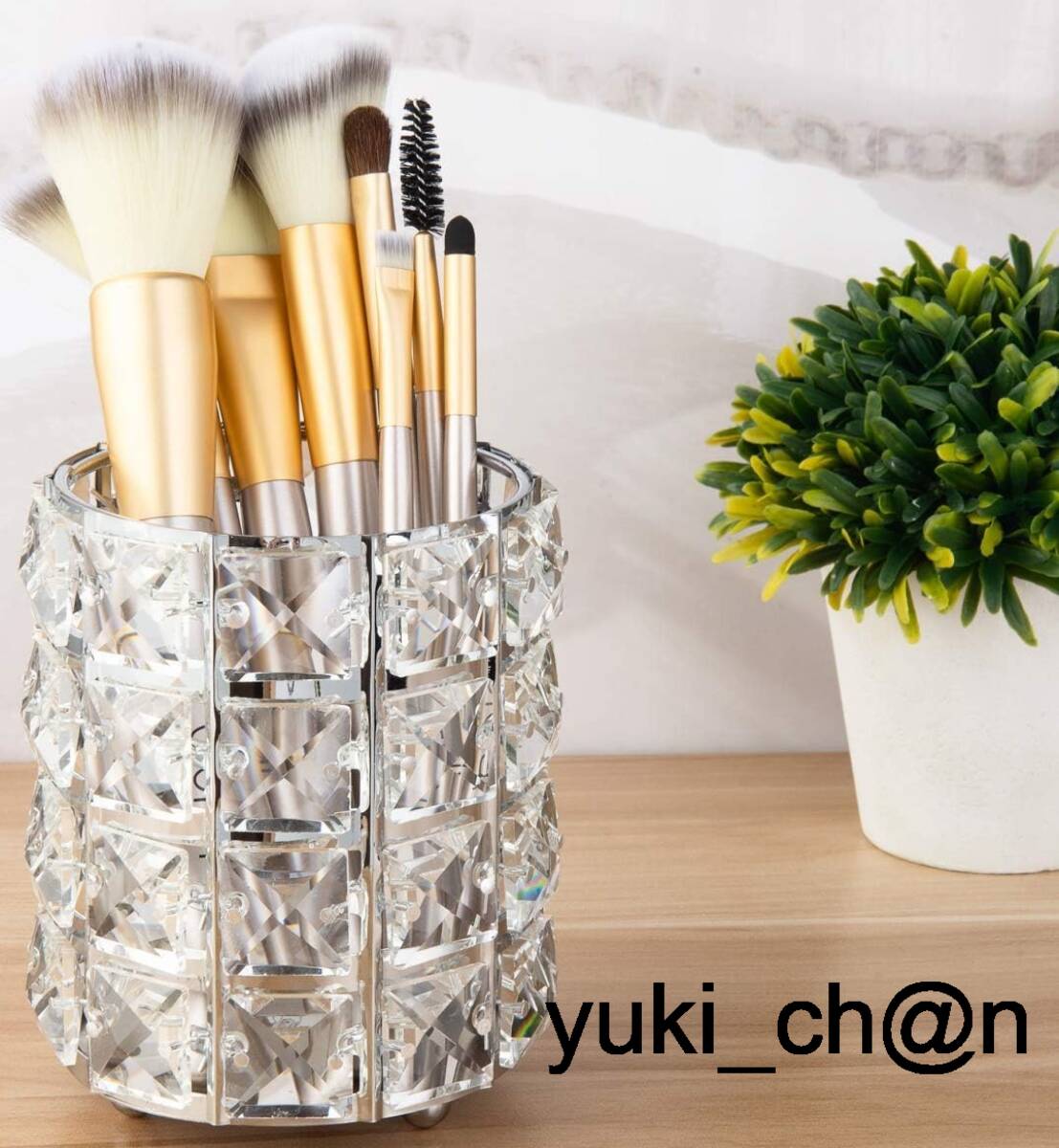 メイクブラシケース ブラシスタンド クリスタルブラシホルダー 化粧ブラシホルダー 円筒型 ペン立て シルバー拍卖