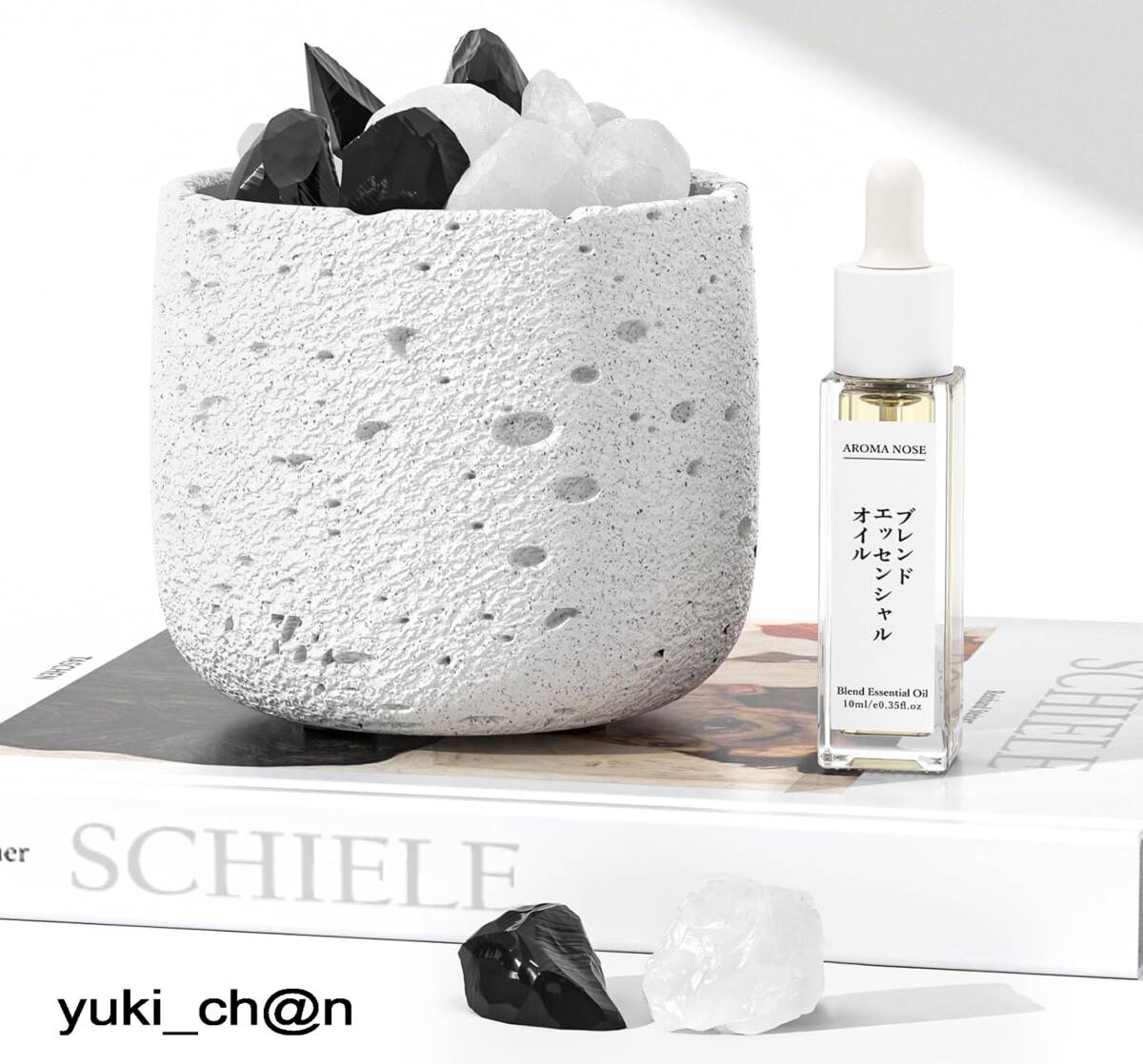 アロマストーンセット ホワイト ストーンディフューザー アロマディフューザー 天然石300g アロマオイル クレーター模様カップ 白水晶拍卖