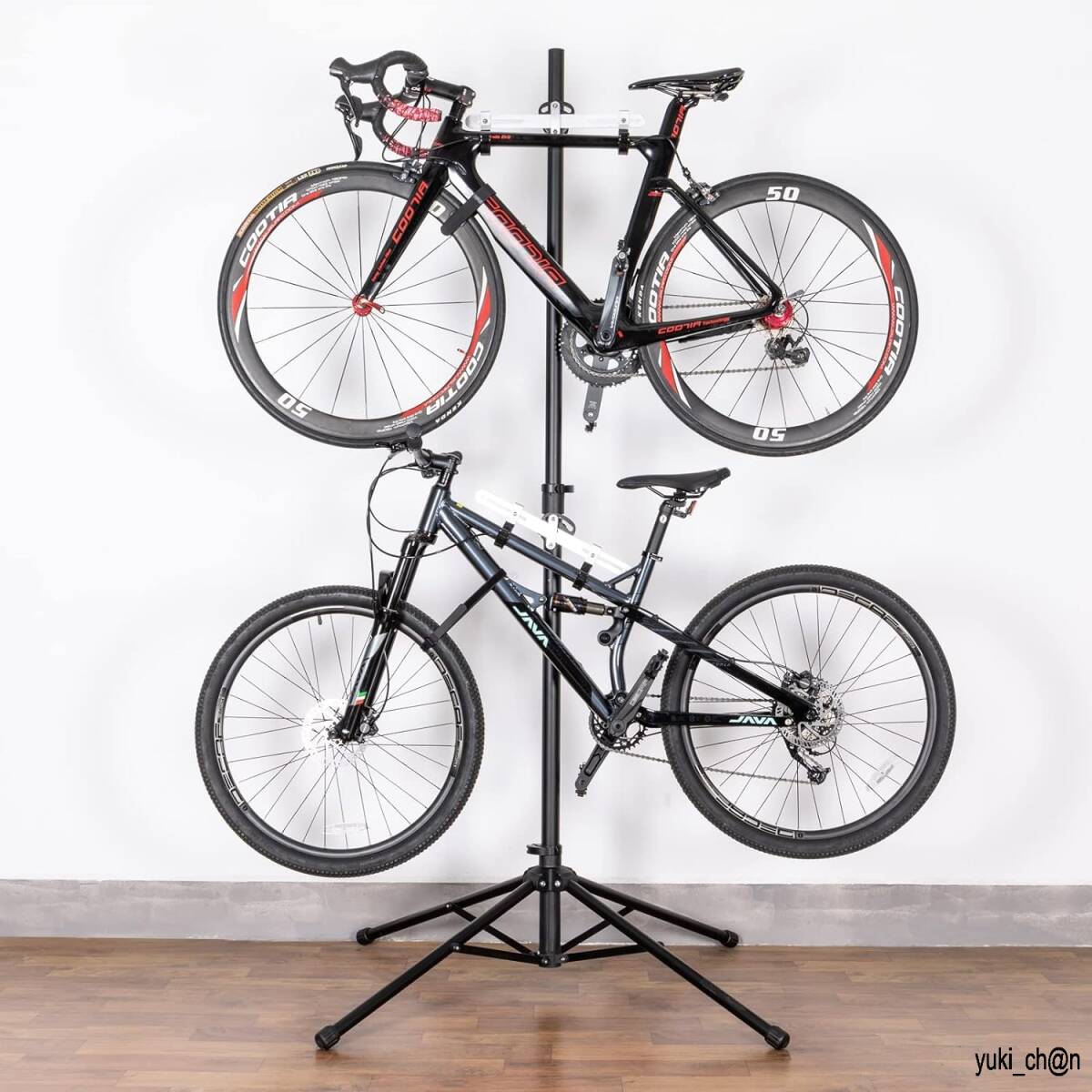 自転車スタンド 2台 倒れない 横置き ディスプレイスタンド 高さ無段階調整 室内用 無段階高さ調節 角度幅調整拍卖