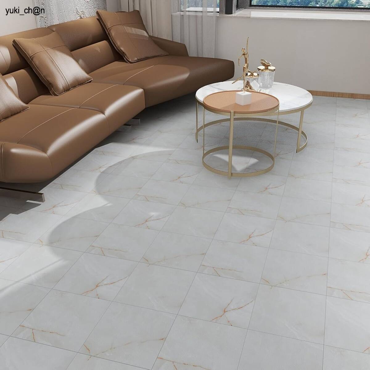 フロアタイル 大理石調 20枚セット 置くだけ 貼るだけ 接着剤不要 フローリング タイル シール 粘着シート 初心者 賃貸 防水 リノベ DIY拍卖