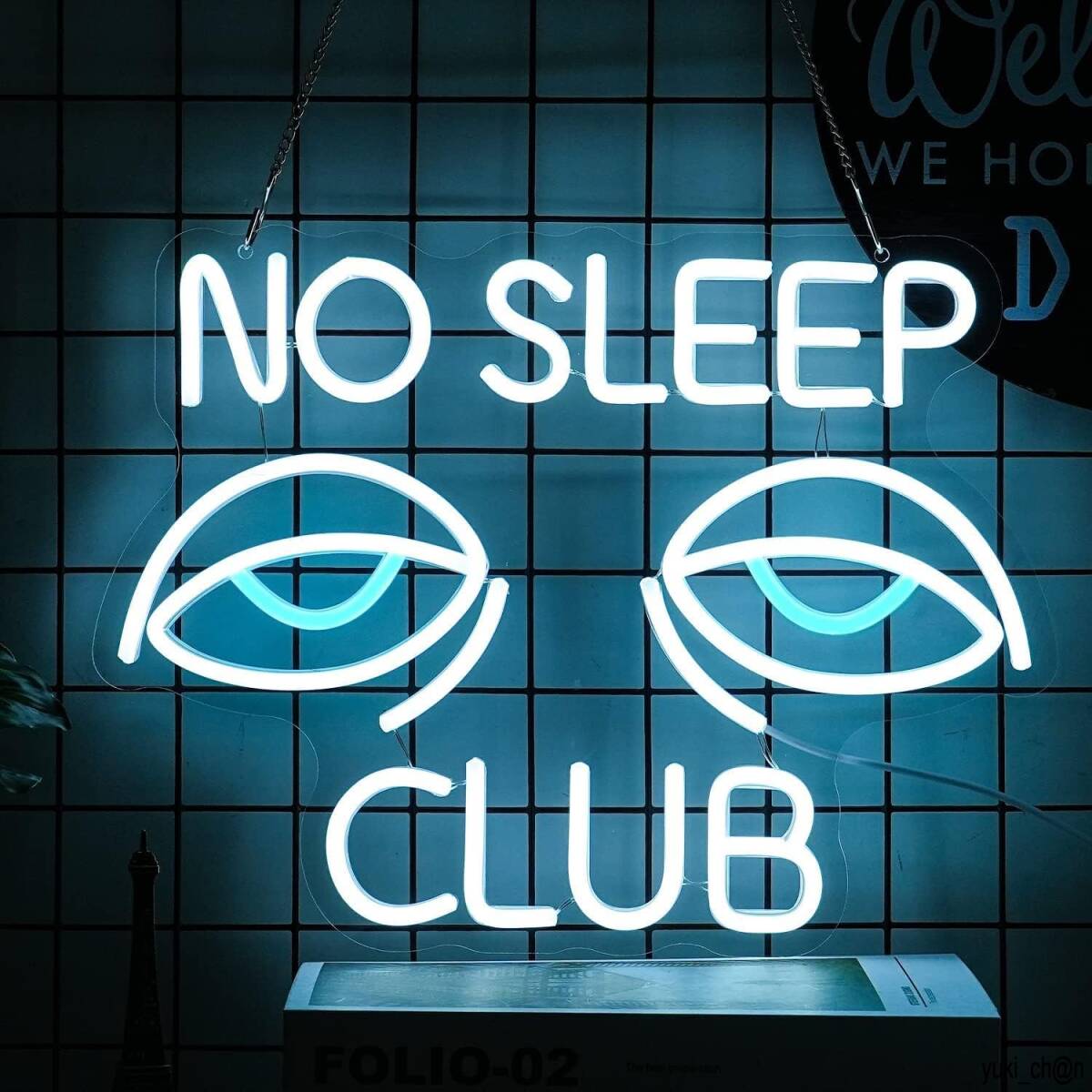 ネオンサイン No Sleep Club Eyesネオンライト ホワイトブルー edネオン管 壁の装飾 調光可能 パーティー オフィス ベッドルーム拍卖