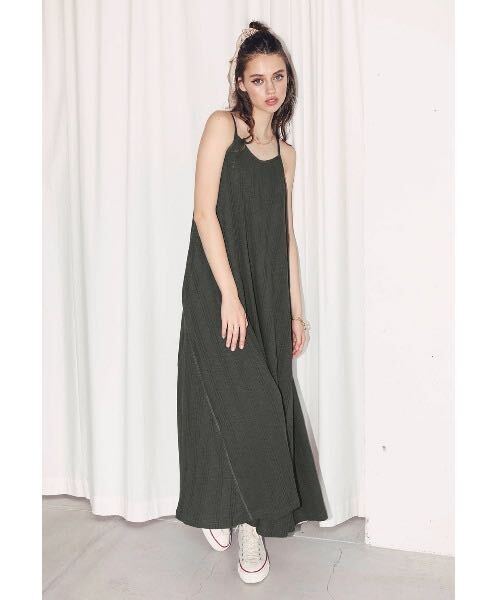 ALEXIA STAM リブボリュームマキシワンピース キャミ グレー ロング拍卖