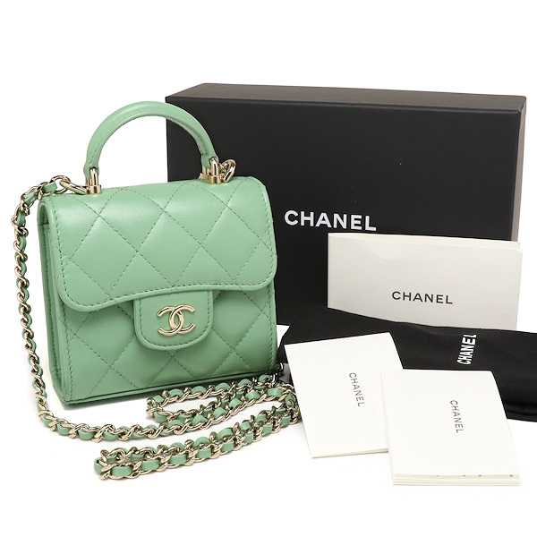 新品同様 シャネル ミニマトラッセ チェーンショルダーバッグ AP2682 ラムスキン ミントグリーン CHANEL拍卖