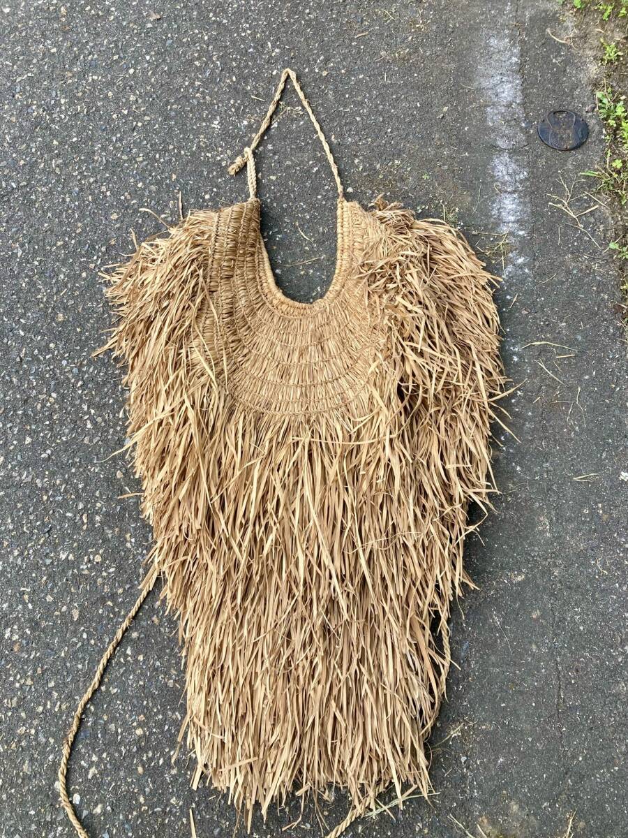 雨蓑 会-2 藁蓑 蓑 古民具 昭和レトロ アンティーク 手作り 貴重品拍卖