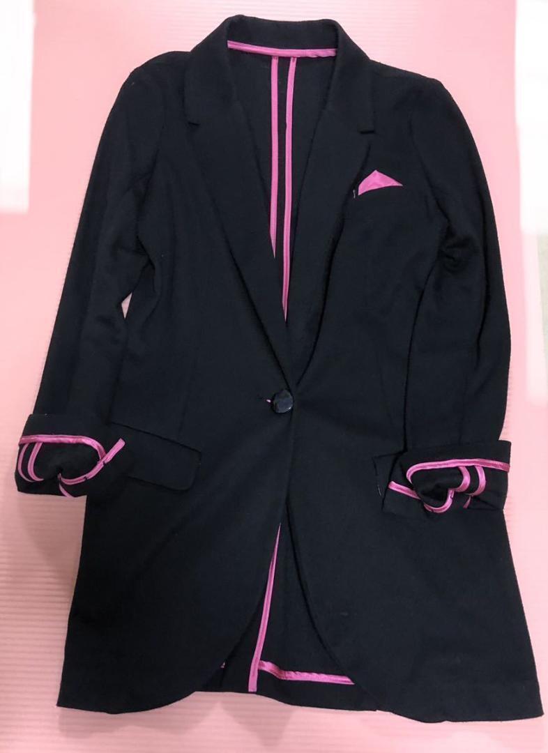 INTERPLANET WINGS インタープラネットウィング ジャケット 3Way サイズ38 レア チーフ 多様な着こなし 冠婚葬祭 オシャレ 蛍光ピンク×黒拍卖