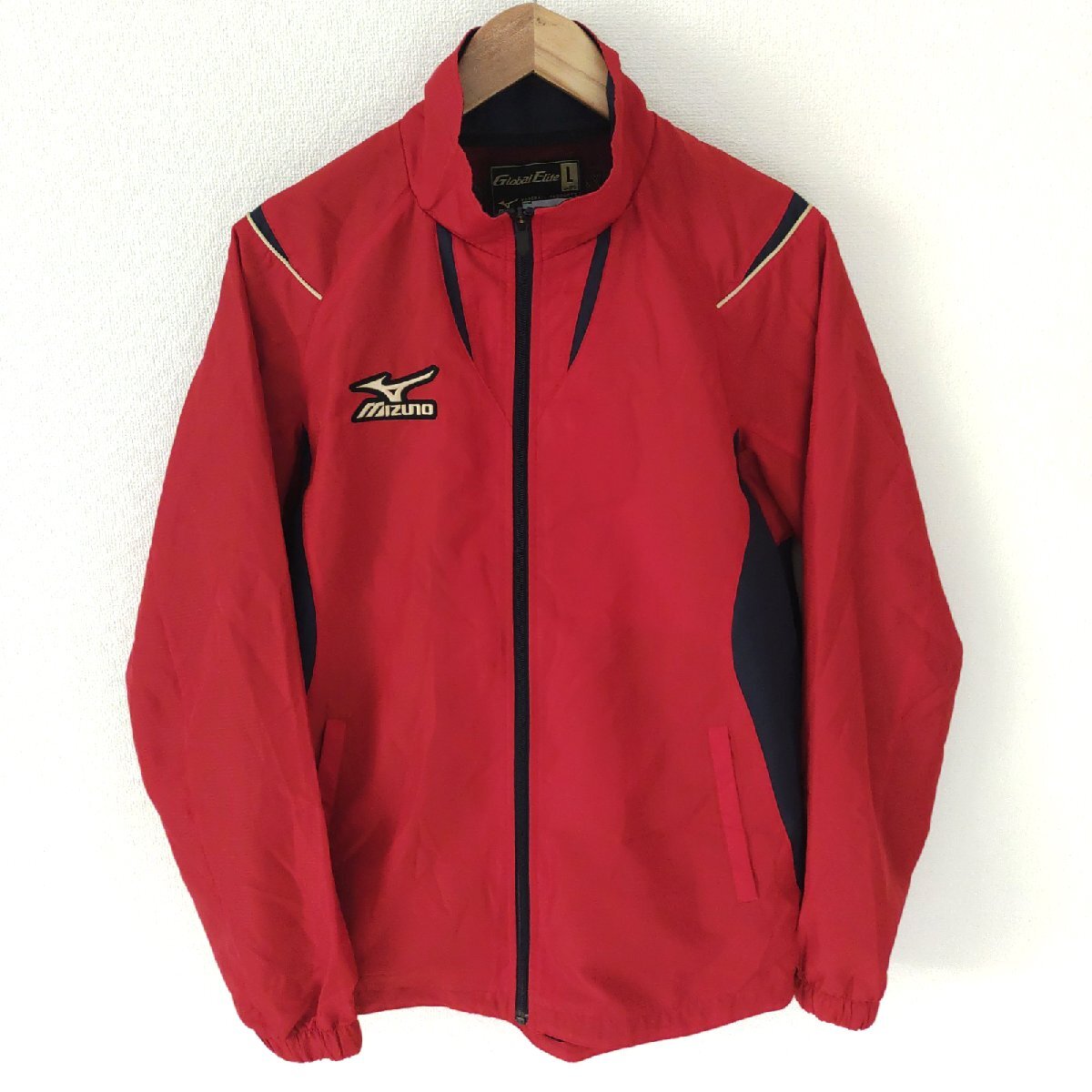 (^w^)b MIZUNO ミズノ GlobalElite BESEBOLL PRODUCTS トラックジャケット ジャージ 裏メッシュ スポーツ アウトドア キャンプ 赤 L 9640DD拍卖