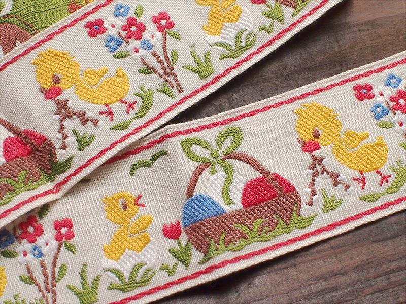 ビンテージ手芸雑貨*海外製・可愛いアヒルのチロリアンテープ・5×96☆装飾リボンリメイク拍卖