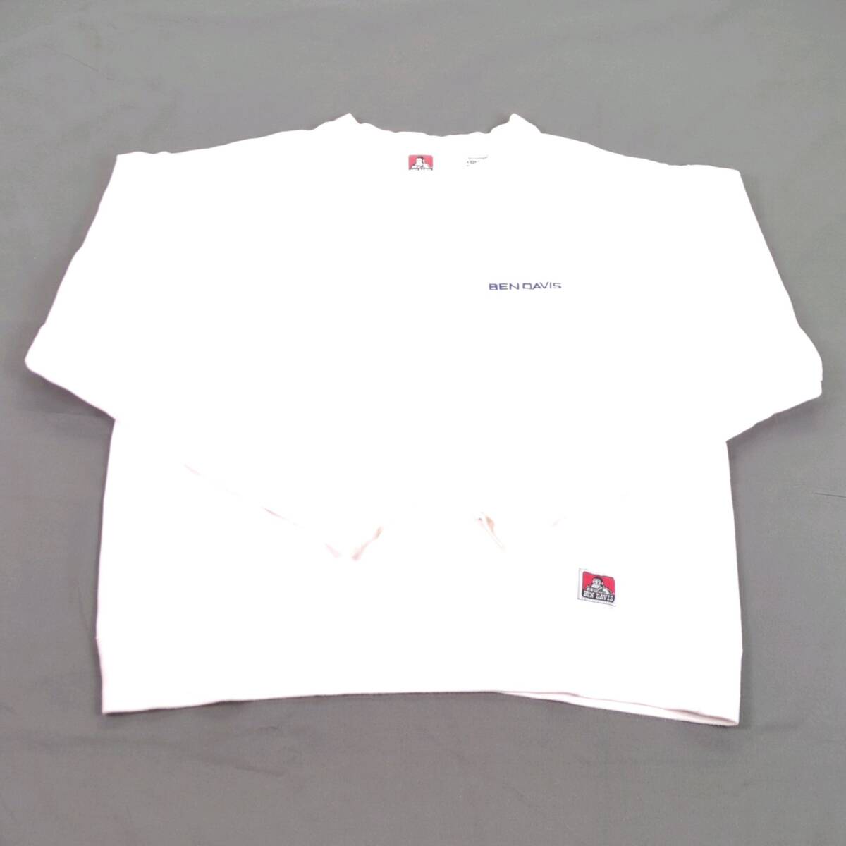 M BEN DAVIS ベンデイビス スウェット ワンポイントロゴ パイル地 ホワイト 長袖 リユース ultramto sw0886拍卖