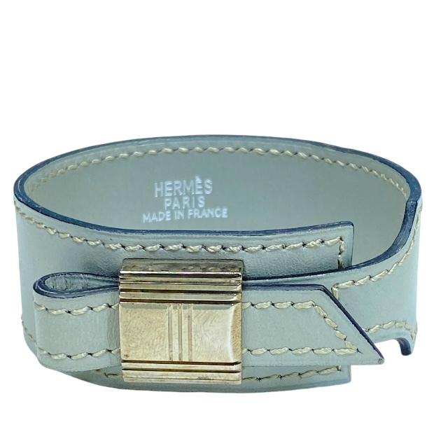 HERMES エルメス アルテミス ブレスレット バングル アクセサリー 小物 カデナモチーフ レザー メタル グレー □D刻印拍卖