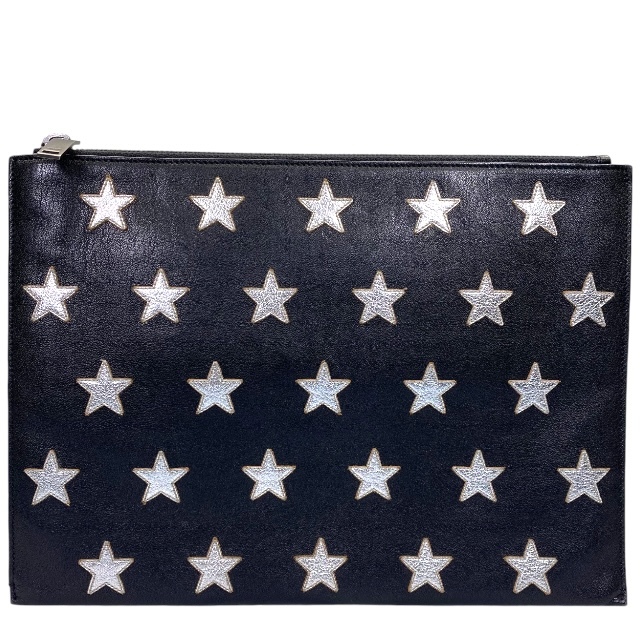SAINT LAURENT PARIS サンローラン パリ 397295 クラッチバッグ セカンドバッグ クラッチポシェット スター 星柄 レザー ブラック拍卖