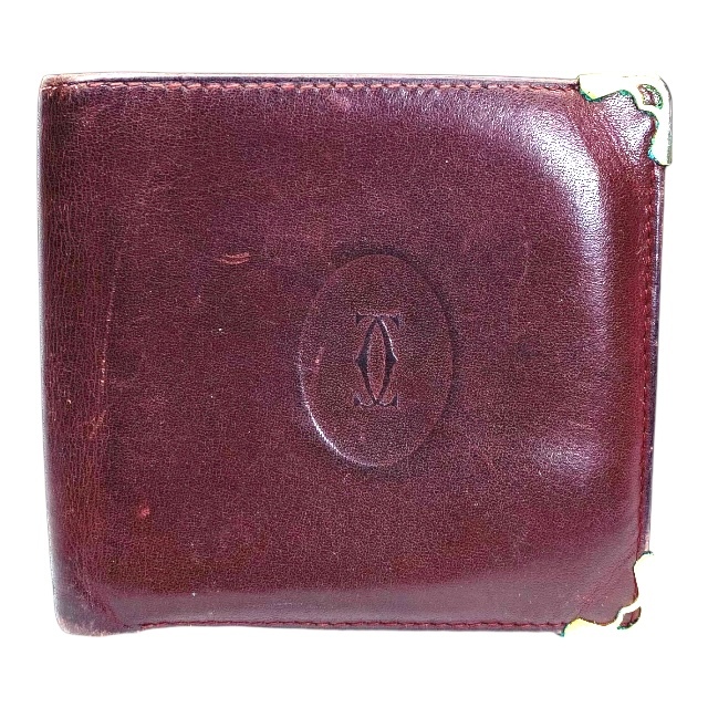 Cartier カルティエ マストライン 財布 二つ折り財布 折り財布 コンパクトウォレット ミニ財布 ロゴ レザー ボルドー拍卖