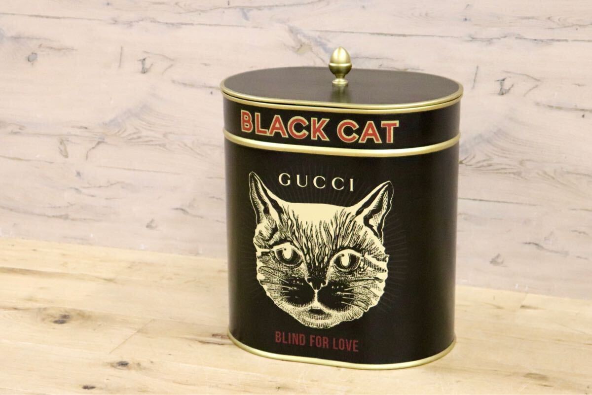 GMHO14○GUCCI / グッチ 収納ボックス blackcat Alessandro Michele アレッサンドロミケーレ 猫 蓋付き収納 ダストボックス 約40万 稀少拍卖
