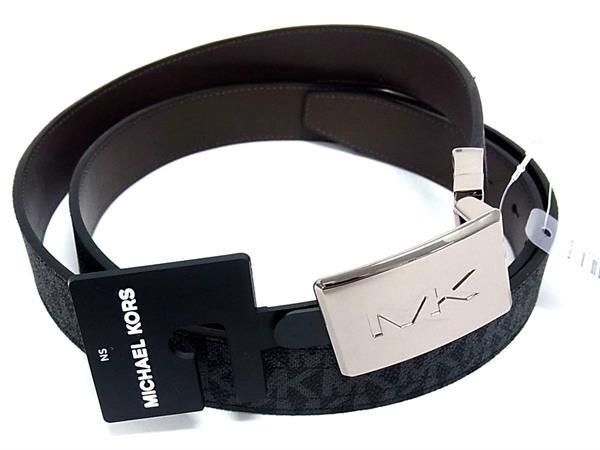 ■新品■未使用■ MICHAEL KORS マイケルコース MK柄 VC レザー リバーシブル シルバー金具 ベルト ブラック系 ブラウン系 BG8918拍卖