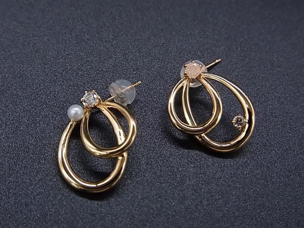 ■新品■未使用■ 4℃ ヨンドシー K10 10金×SV925 ラインストーン ピアス アクセサリー レディース ゴールド系 AZ8646拍卖