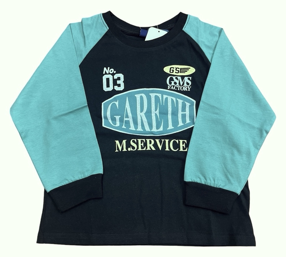 新作 新品タグ付 Crescent クレセント★ロゴプリント ラグラン 天竺 長袖Tシャツ/bk★110cm 5-6才目安 ¥1430拍卖