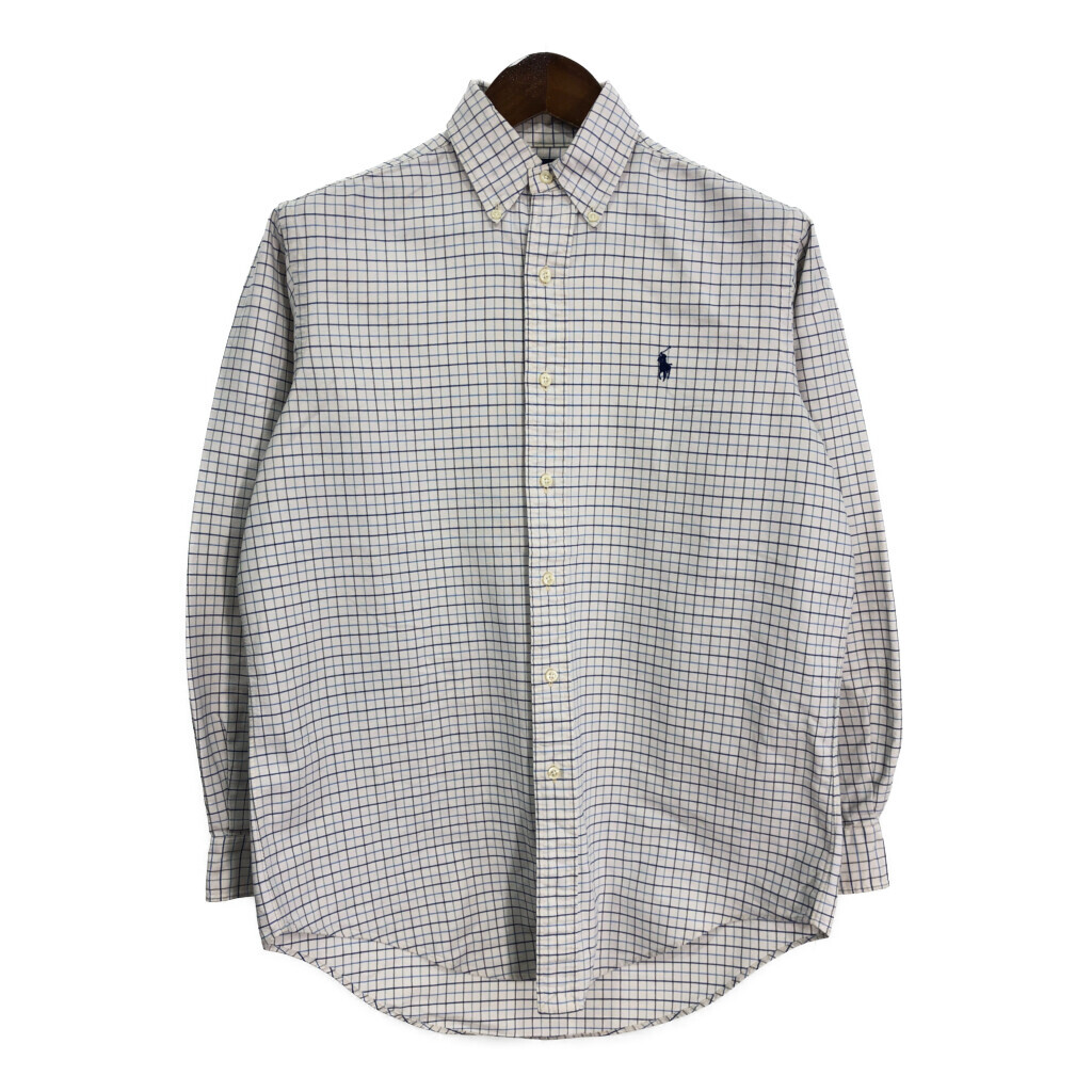 90年代 RALPH LAUREN ラルフローレン ボタンダウン 長袖シャツ チェック ホワイト (メンズ 15) 中古 古着 R9131拍卖
