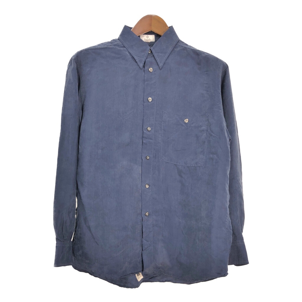 イタリア製 Zanella レーヨンシャツ ユーロ ネイビー (メンズ M) 中古 古着 S0256拍卖