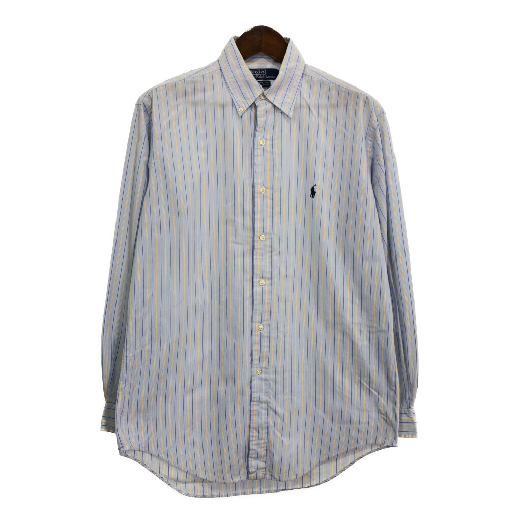 Polo by Ralph Lauren ポロ ラルフローレン YARMOUTH ボタンダウン 長袖シャツ ストライプ ライトブルー (メンズ 15 1/2) 中古 古着 S0380拍卖