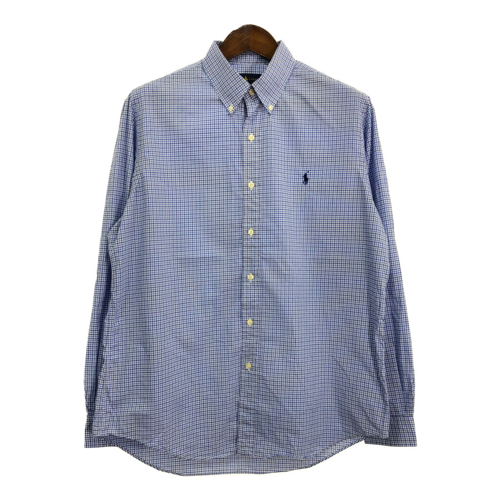 RALPH LAUREN ラルフローレン ボタンダウン 長袖シャツ チェック ブルー (メンズ L) 中古 古着 S1033拍卖