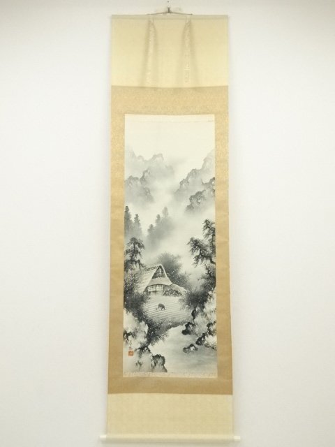 ys7109133; 宗sou 茂俣高根筆 水墨山水 肉筆絹本掛軸(共箱)【道】拍卖