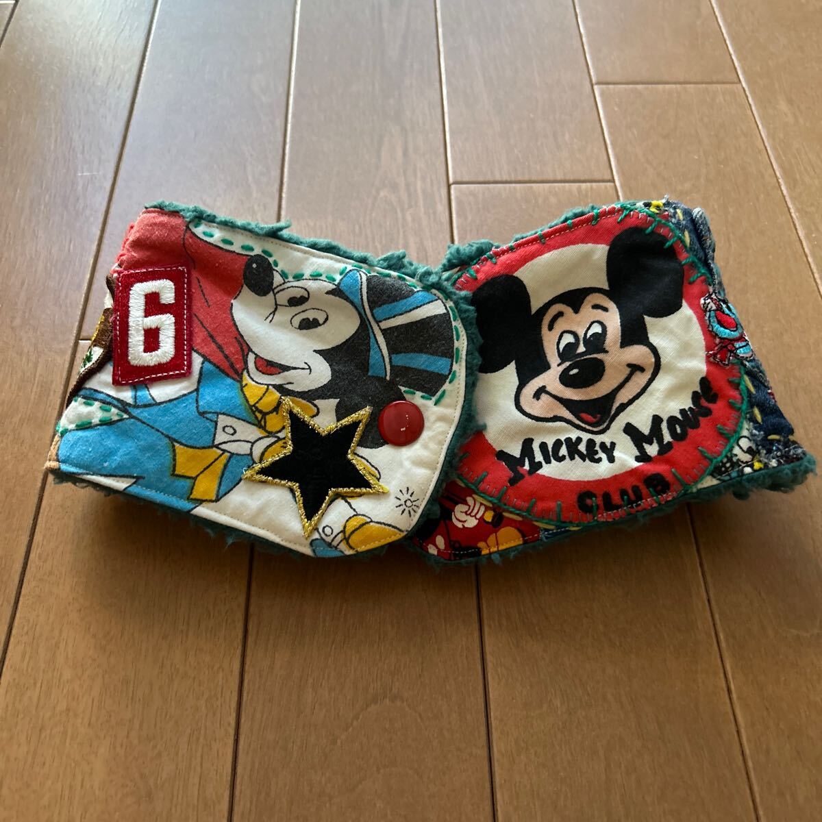 ☆ディズニーMickeyヴィンテージ生地リメイクパッチ/ネックウォーマー/キッズ/ハンドメイド★拍卖