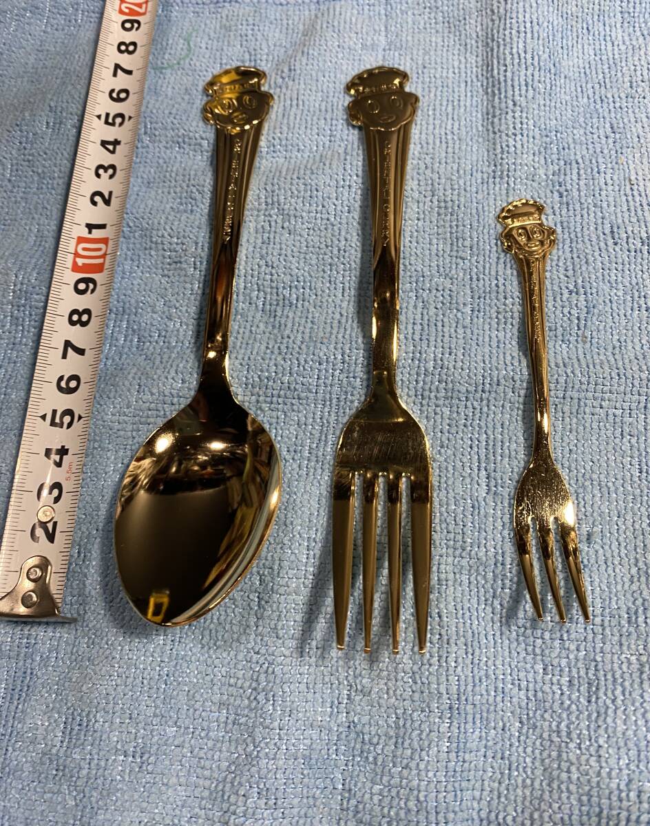 オリエンタル坊や 非売品 純金24金プレーティング スプーン ホーク3本 オリエンタルカレー拍卖