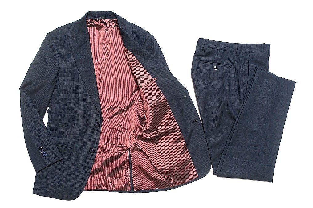 22AW 極美品 GIORGIO ARMANI ジョルジオアルマーニ SOHO ヴァージンウール スーツ セットアップ ダークグレー系 メンズ 44拍卖