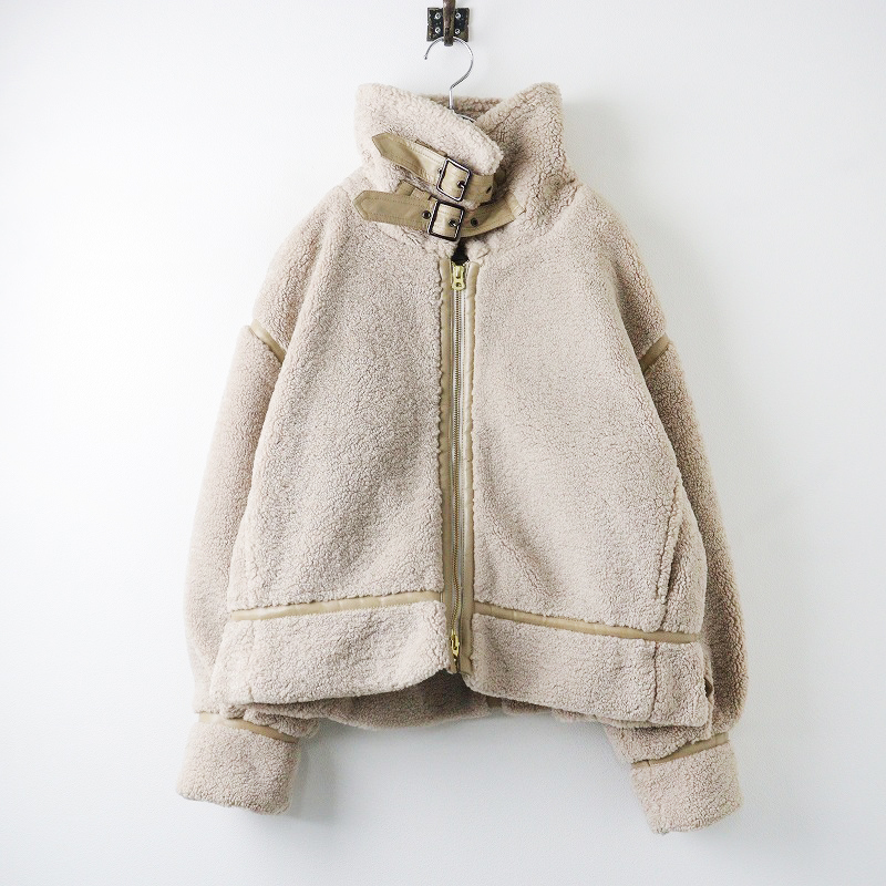 カーキ kha:ki B-3 フライトボアジャケット 1/ベージュ エコレザー パイピング スタンドネック 長袖 ブルゾン 羽織り【2400014066722】拍卖