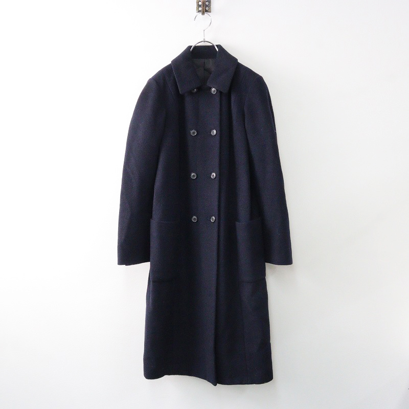秋冬 ヒューマンウーマン HUMAN WOMAN メルトンウール ダブルボタン ロングコート M/ネイビー 上着【2400014075328】拍卖